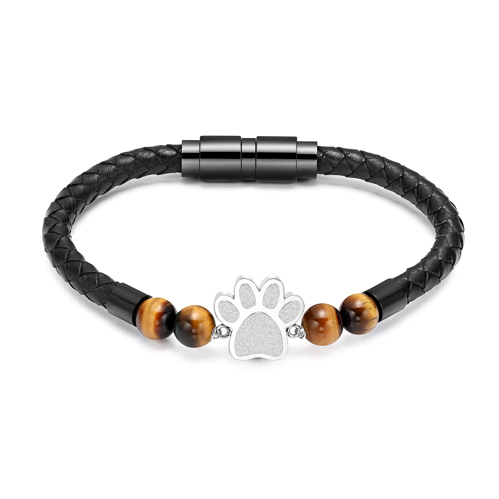 Cremation Jewelry Lava Stone Memorial Bracelet With Paw Mini Urns for Pet Ashes Keepsake Woman/man Cremation Bangle