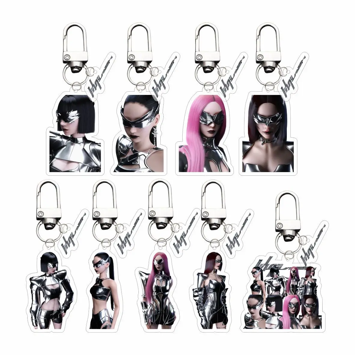 2pcs/Set Kpop Album Whiplash Keychain Figure Double Sides Printing Acrylic Pendant Backpack Accessories Karina Giselle Fans Gift