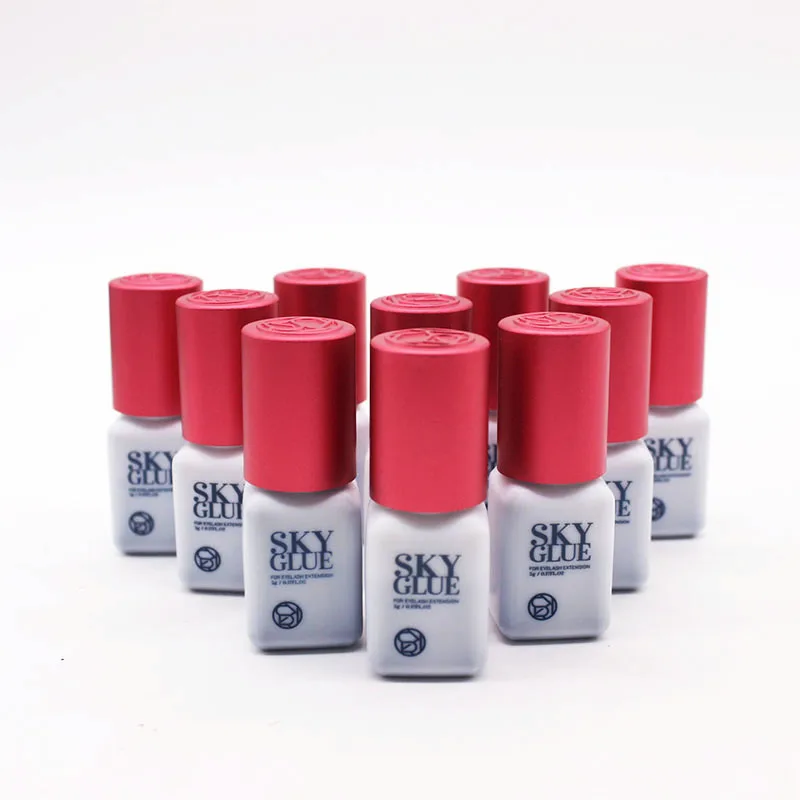 5 pçs cola sky s + tipo para extensões de cílios postiços céu vermelho boné adesivo 1s secagem rápida coreia lash suprimentos 5ml ferramentas de maquiagem