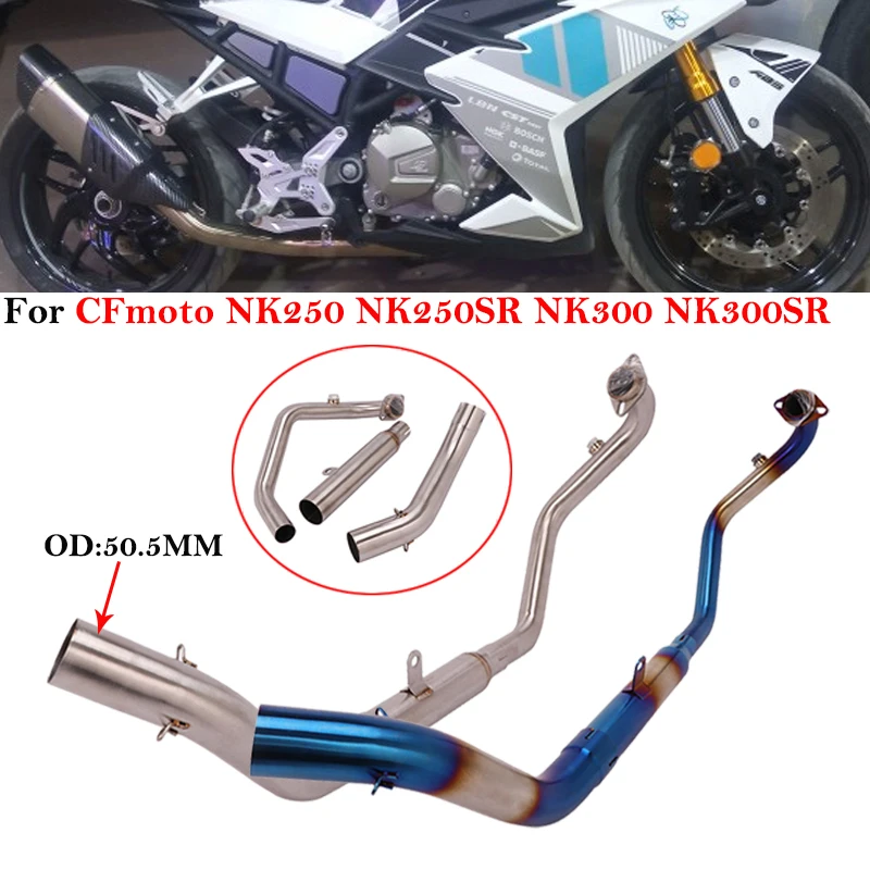 Slip On For CFMOTO NK250 NK250SR NK300SR 250CC Motorcycle 51mm Muffler Exhaust Modified Escape Front Middle Connecting Link Pipe