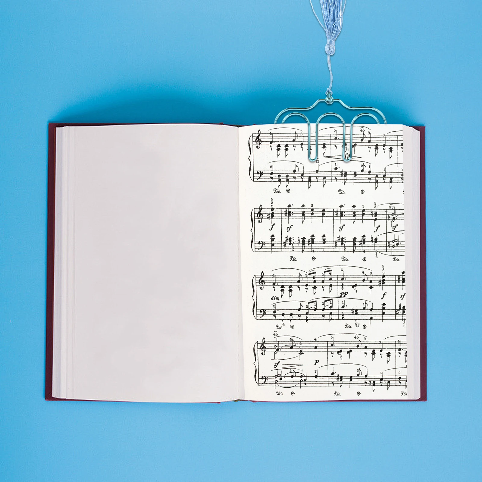 

2pcs Metal Music Book Clip Tassel Pendant Sheet Music Holder Portable Score Clamp For Piano Recipes Reading Iron Page Fixer
