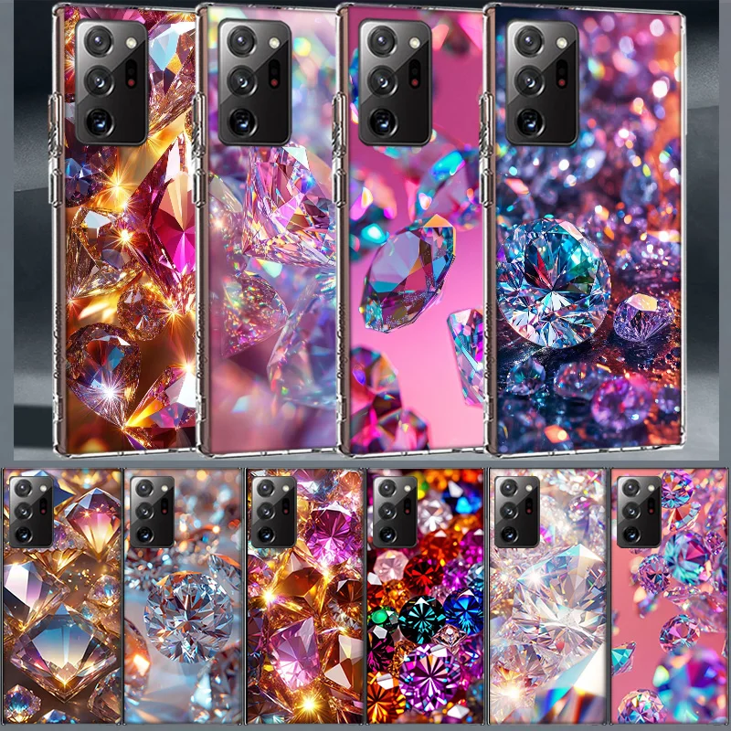 Shining and Dazzling Diamond Gemstones Phone Case for Samsung A55 A35 A25 A15 A07 A05S A16 A17 A26 A36 A37 A56 A57 Galaxy Note 2