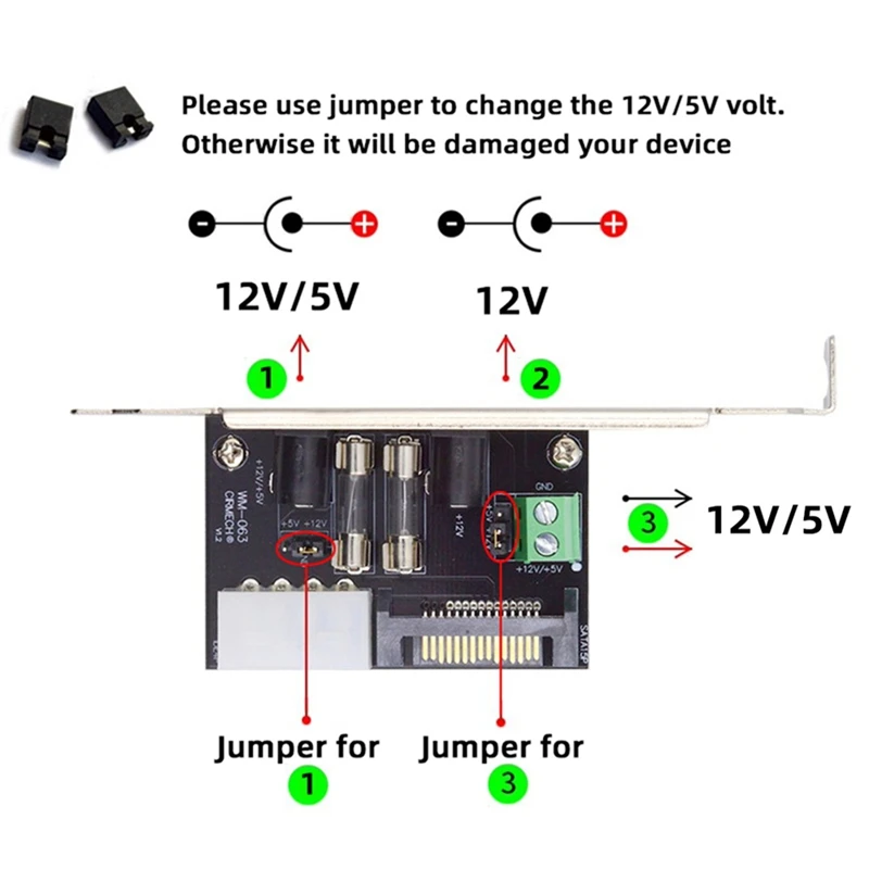 DC5.5Mm 1-To-4 DC 12V 5V Power Card Output Intelligent Control Management System Power System With PCI-E Bracket