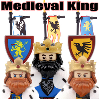 MOC Medieval King Soldier Figures Building Blocks Castle Lion Black Eagle Knights Empire Flag Sword Shield Weapon Bricks Toy Boy