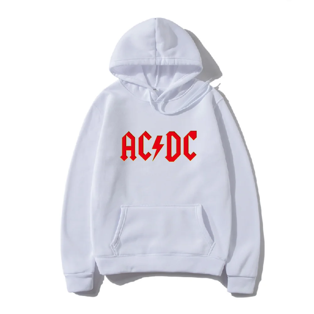 2025Autumn and winter new casual loose fashion AC/DC band printed hooded fleece pullover hoodie jacket