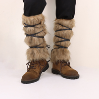 Men's Medieval Imitation Fur Warm Leggings Furry Leggings Boots Cosplay Vikings Dress Up Personality Clothing Accessories