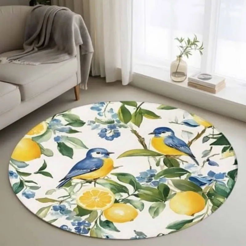 Round Rug Welcome Sign Wood Grain Area Rugs Living Room Flower Leaf Decorative Carpet Entryway Floor Mat Porch Door Mats