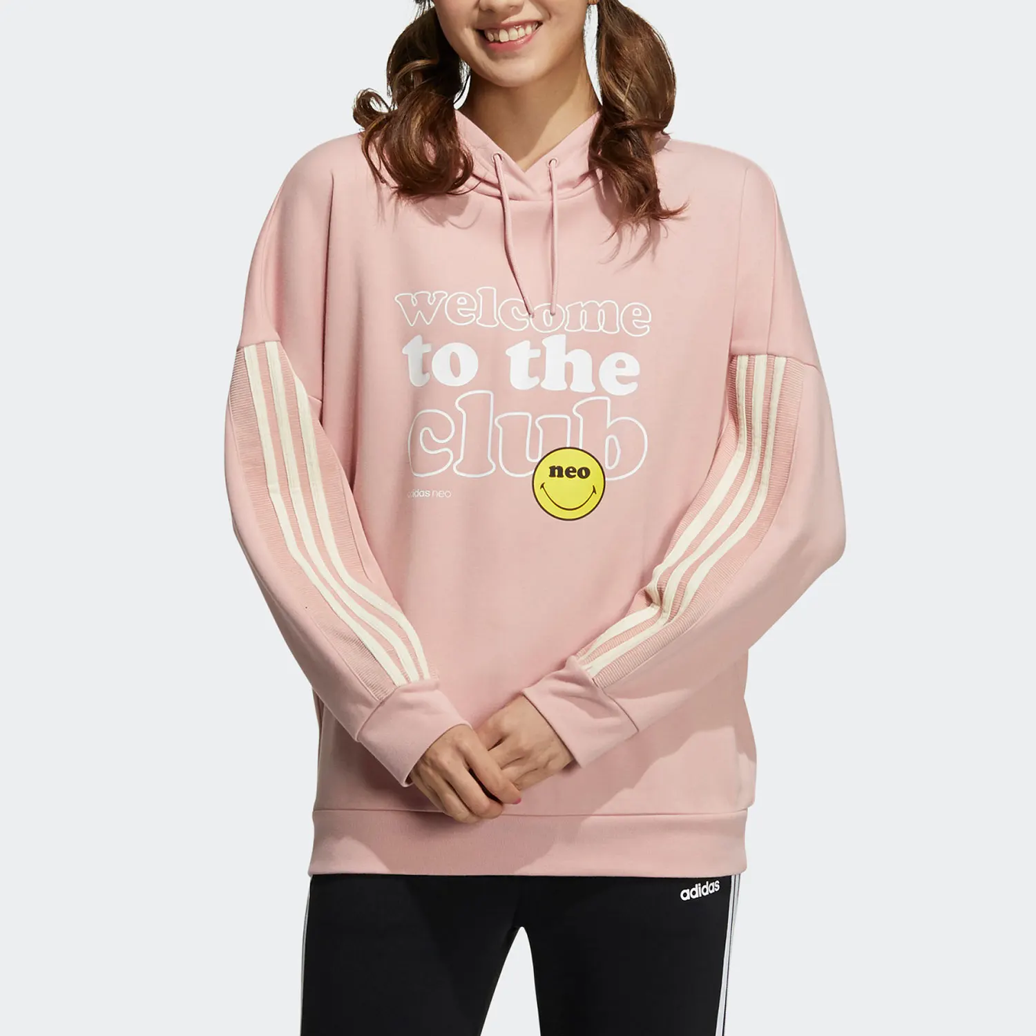 

Adidas genuine genuine NEO Women's Fashion Loose Smile Print Hoodie H45535