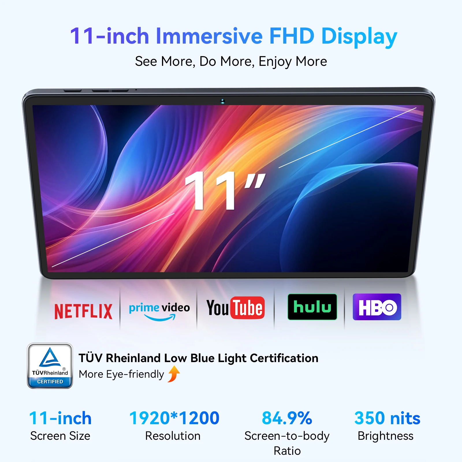 تابلت TABWEE W90 Android 15 مقاس 11 بوصة - 24 جيجابايت رام 256 جيجابايت، Dual 4G LTE + 5G WiFi، Octa Core T615، 8000 مللي أمبير، Gemini AI، WideVine L1