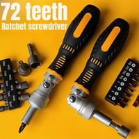 72-Tooth Ratchet two-way screwdriver Set bendable labor-saving screwdriver bit kit one-word cross Household maintenance tool