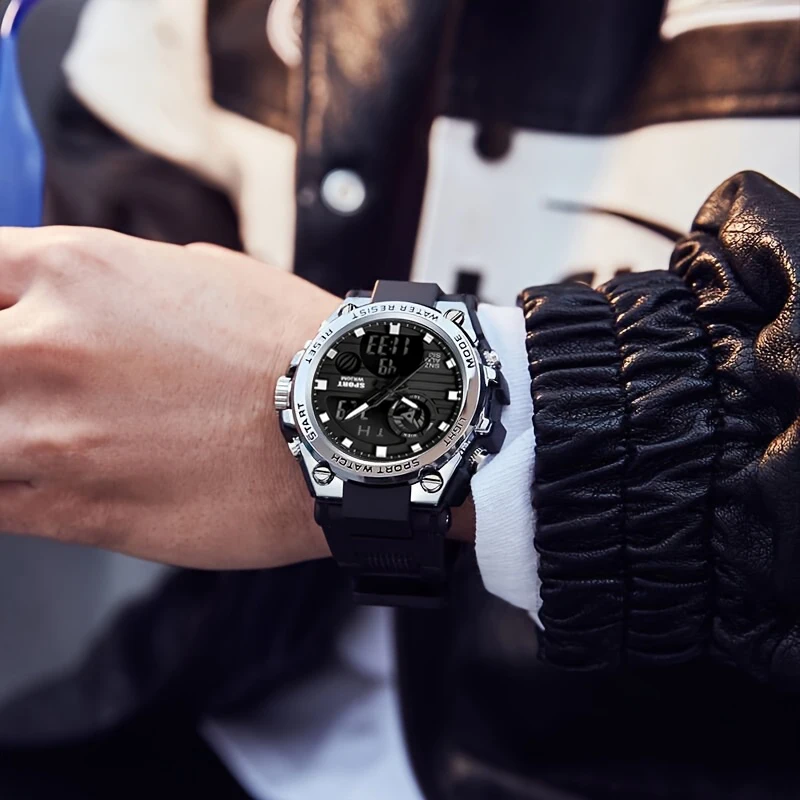 The ideal gift for men's high-end sports trend multifunctional night light alarm clock electronic watch