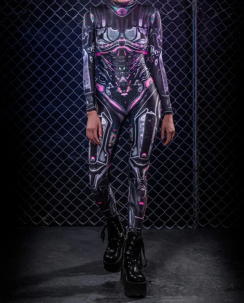 Damen 3D-Digital-Druck Erwachsenen-Cosplay Einteiler-Kostüm Reißverschluss-Jumpsuit Zentai-Kostüm Halloween-Spiel-Party-Bodysuit 2026 – Detail 10