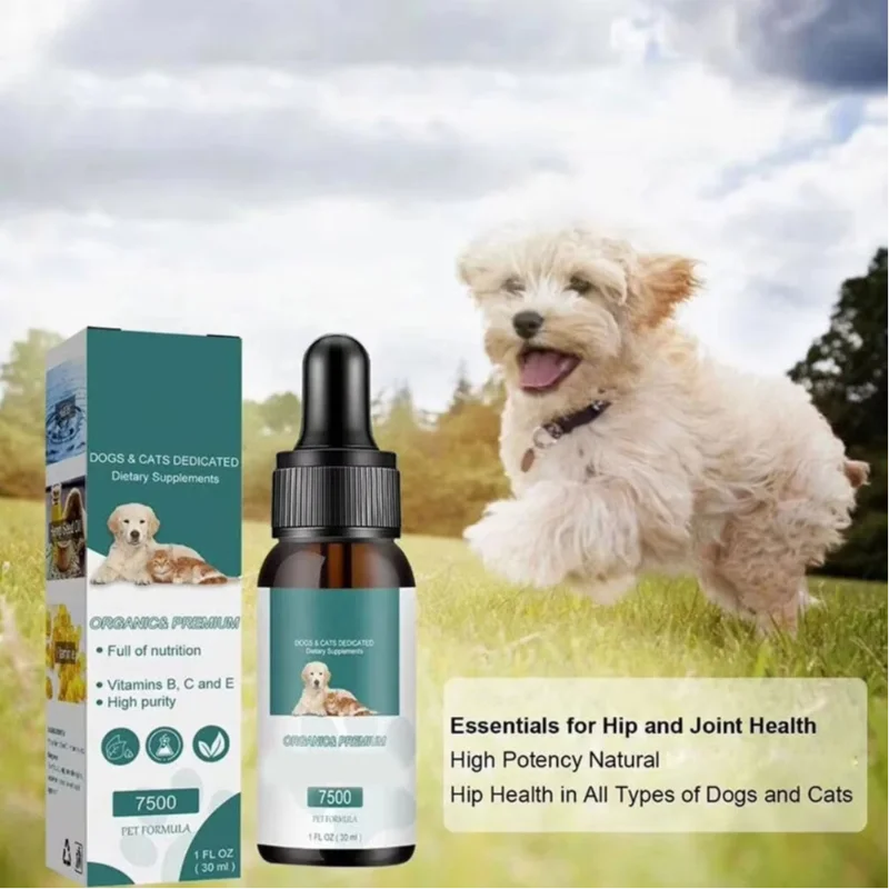 Óleo de cânhamo natural para cães e gatos relaxar dor para animais de estimação inflamação mastiga conjunta quadril solução de cuidados para animais de estimação gato cão gotas probióticas