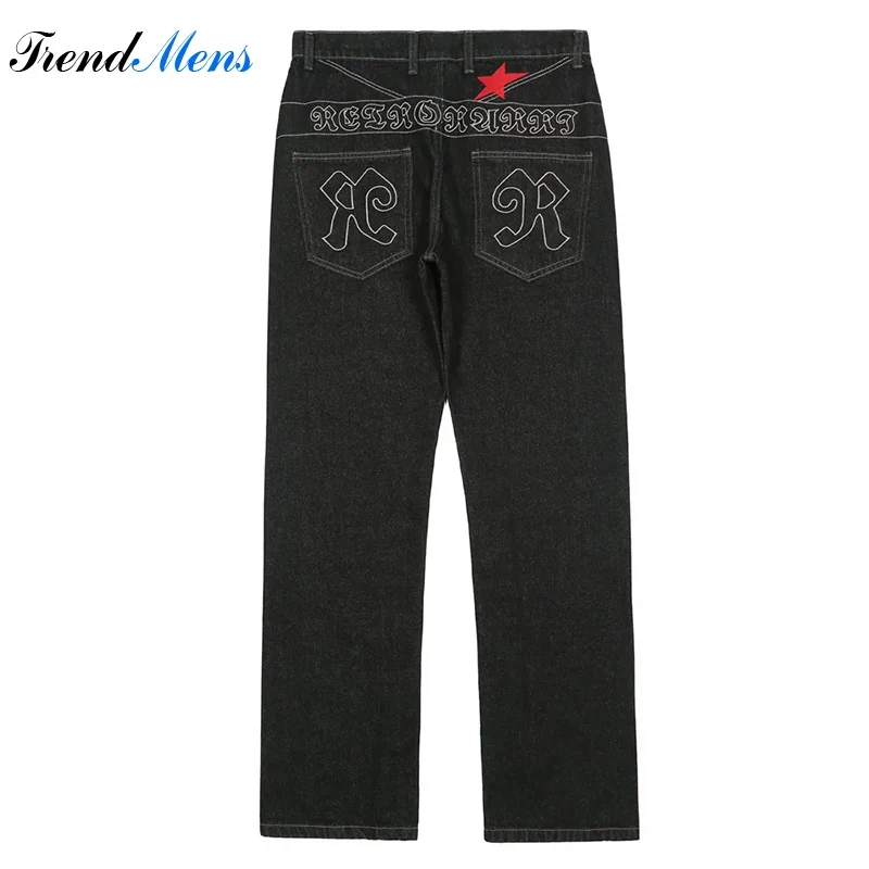 Y2k Jeans for Men Casual Baggy Embroidery Letter Trousers Straight-leg Pantalon Homme Hip Hop Streetwear Pants Ropa Hombre Kanye