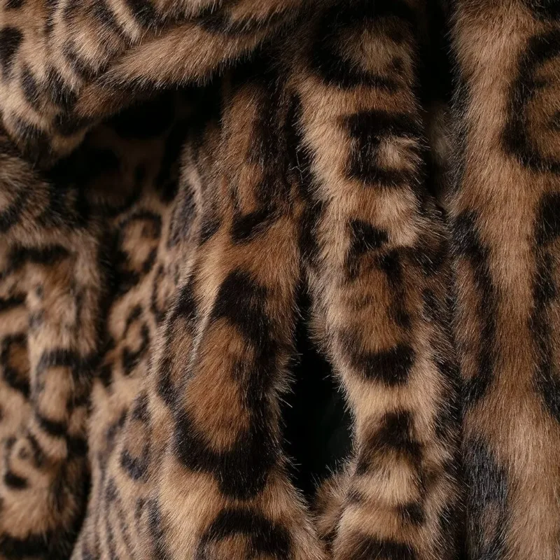 EAEOVNI 빈티지 겨울 레오파드 퍼 스플라이스 코트 여성 패션 라펠 대비 색상 스트리트웨어 재킷 2026 아우터웨어 의류