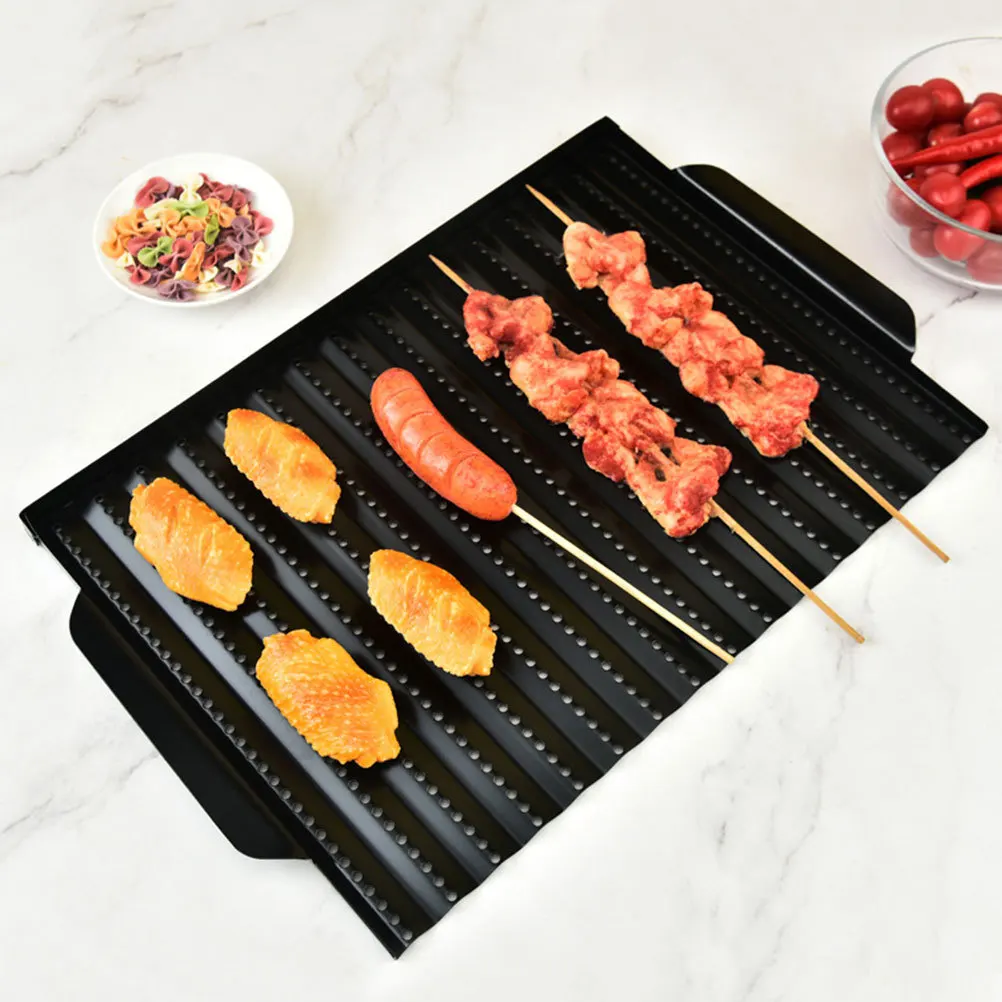 

1Pcs Bbq Grill Pan Carbon Steel Outdoor Baking Plate Non-Stick Kitchen Roasting Tray Multipurpose Barbecue Accessory