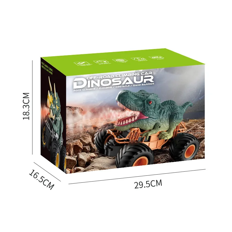 JJRC 2,4G 4WD Big Wheel Fernbedienung Auto Off-Road RC Kletterfahrzeug mit Dinosaurier Spray Stunt All-Terrain Monster Truck