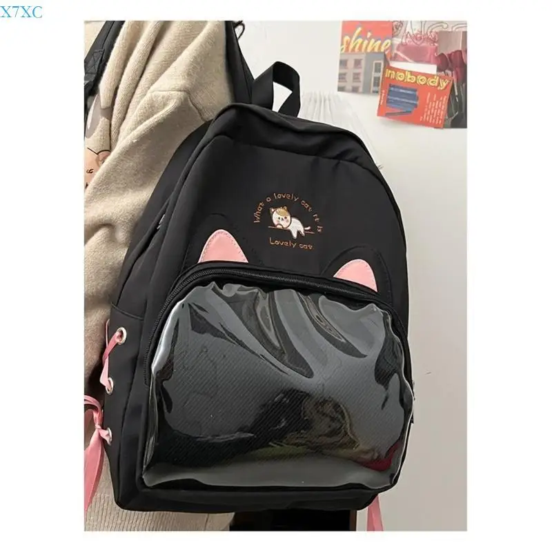 

X7XC Japanese Clear School Bag Versatile Transparent Backpack Large Rucksack