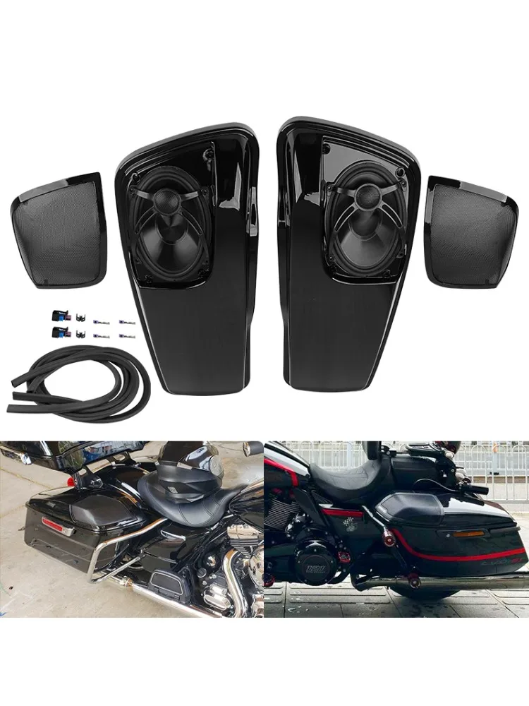 Zwarte motorfiets zadeltasdeksels met 5"X7" speakers voor Harley Touring Road King Electra Glide Street Glide Ultra-Classic 14-24 - afbeelding 2
