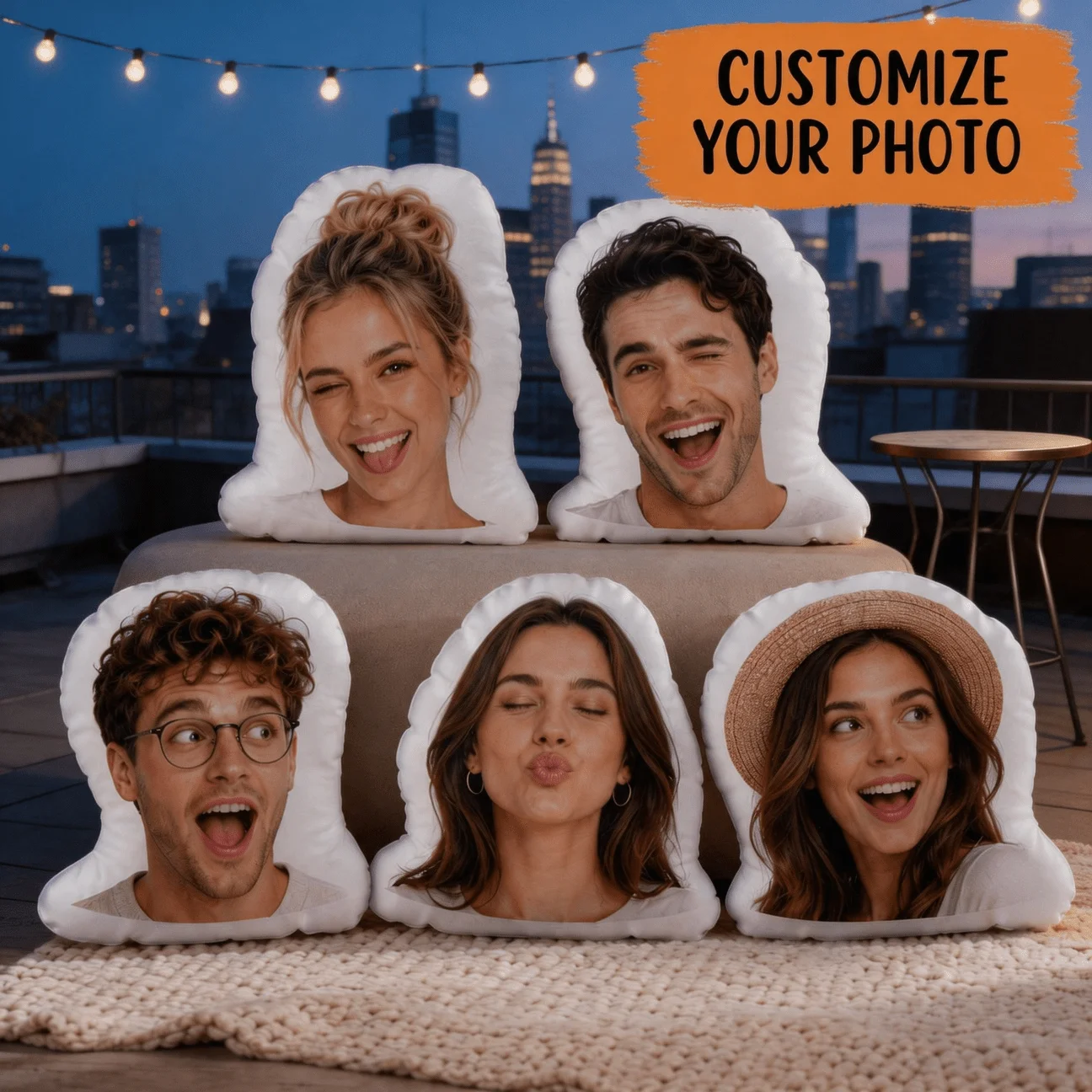 Custom Face Funny Shaped Pillow, Personalized Photo Customization Decorative Cushion, 70cm Large Size Accent Pillow for Sofa & B