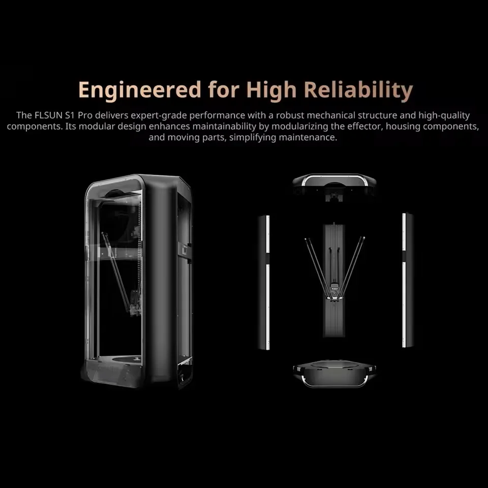 FLSUN S1 Pro 3D Printer Moving Speed Fastest 1200mm/s 40000+ Mm/s² FDM Delta 7'' Klipper Firmware Printing 320*320 * 430 Mm³