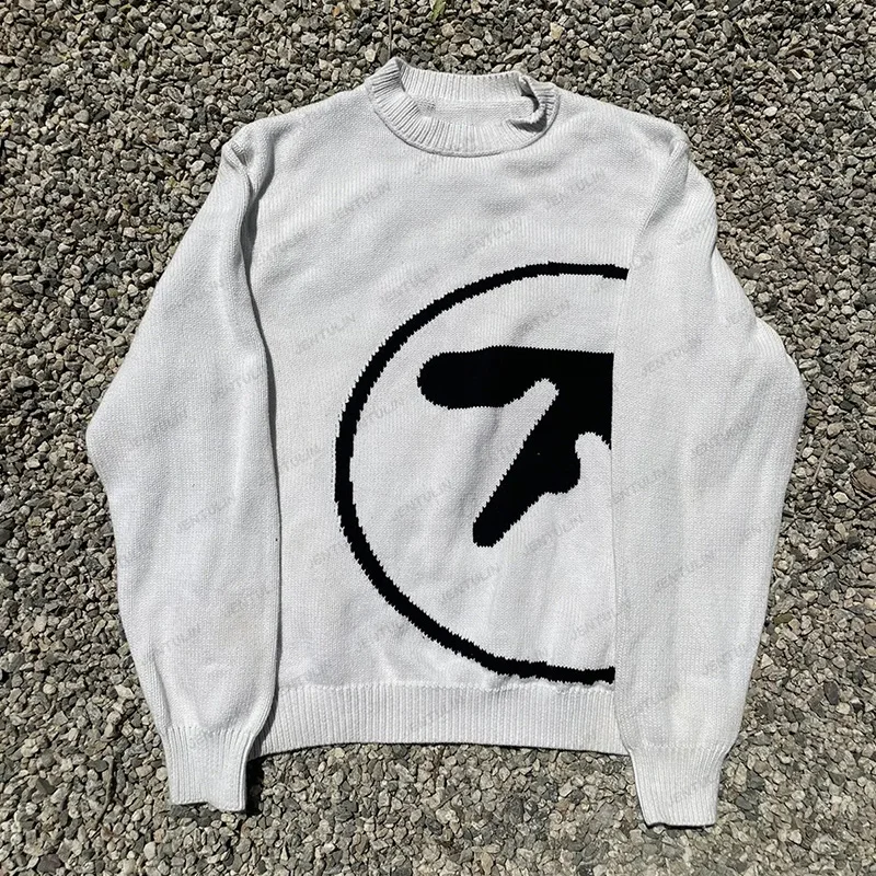 

Men's Sweater Y2K Aphex Twin Knit Oversized Pullover Gothic Jumper Winter Warm Women Streetwear Long Sleeve Tops Vintage Clothes