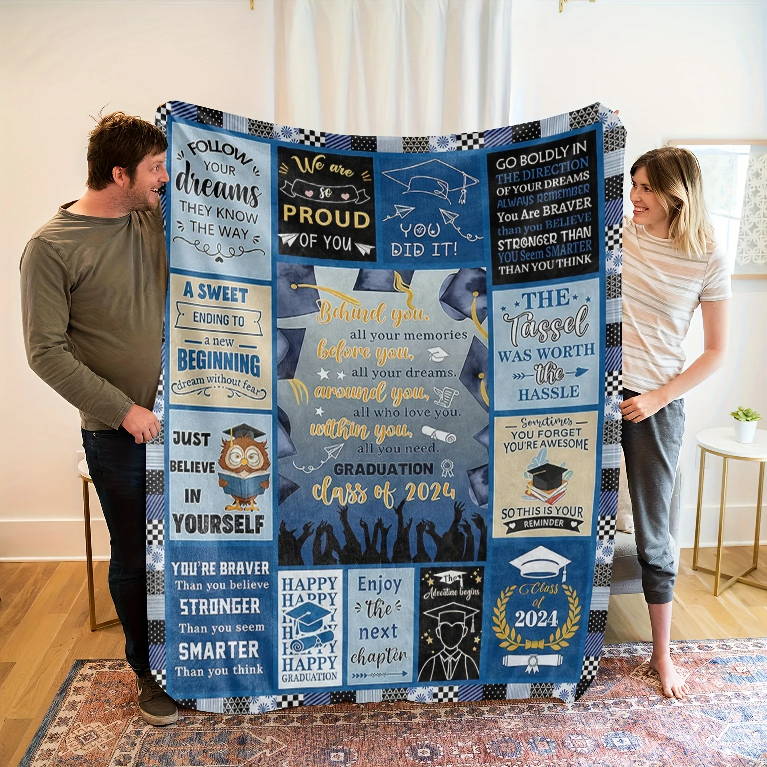 

1pc Blue Space Paper Airplane Flannel Blanket - Soft Comfortable, All-Season Home Decor Gift