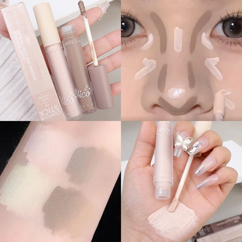 Moisturizing Liquid Contouring Stick Matte Waterproof Lasting Highlighter Grey Brown Nose Shadow Brightening Bronzer Face Makeup