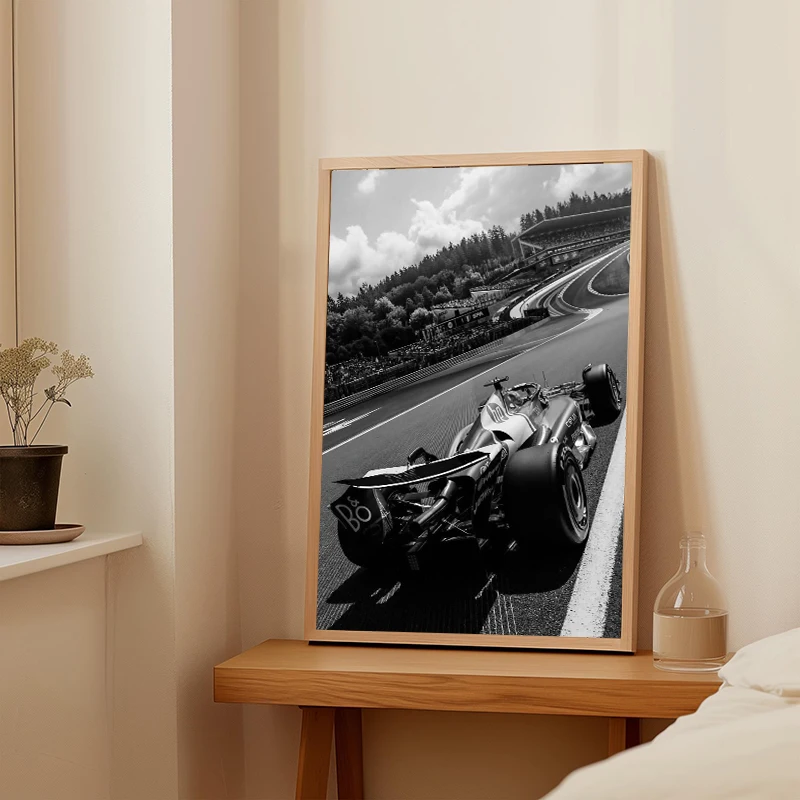 Black White Monaco Racing Sports Car Race Track Photography Poster Print Motivational Quote Canvas Painting Wall Art Home Decor