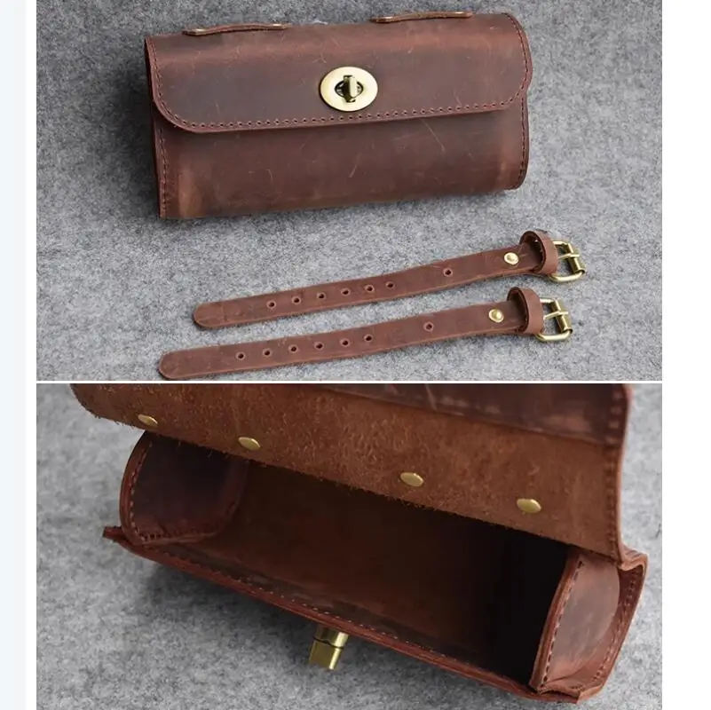 

Многоцелевая задняя сумка для велосипеда в стиле ретро, сумка на переднюю балку, сумка из 100% коровьей кожи Crazy Horse, велосипедная сумка 20*10*6 см G1177