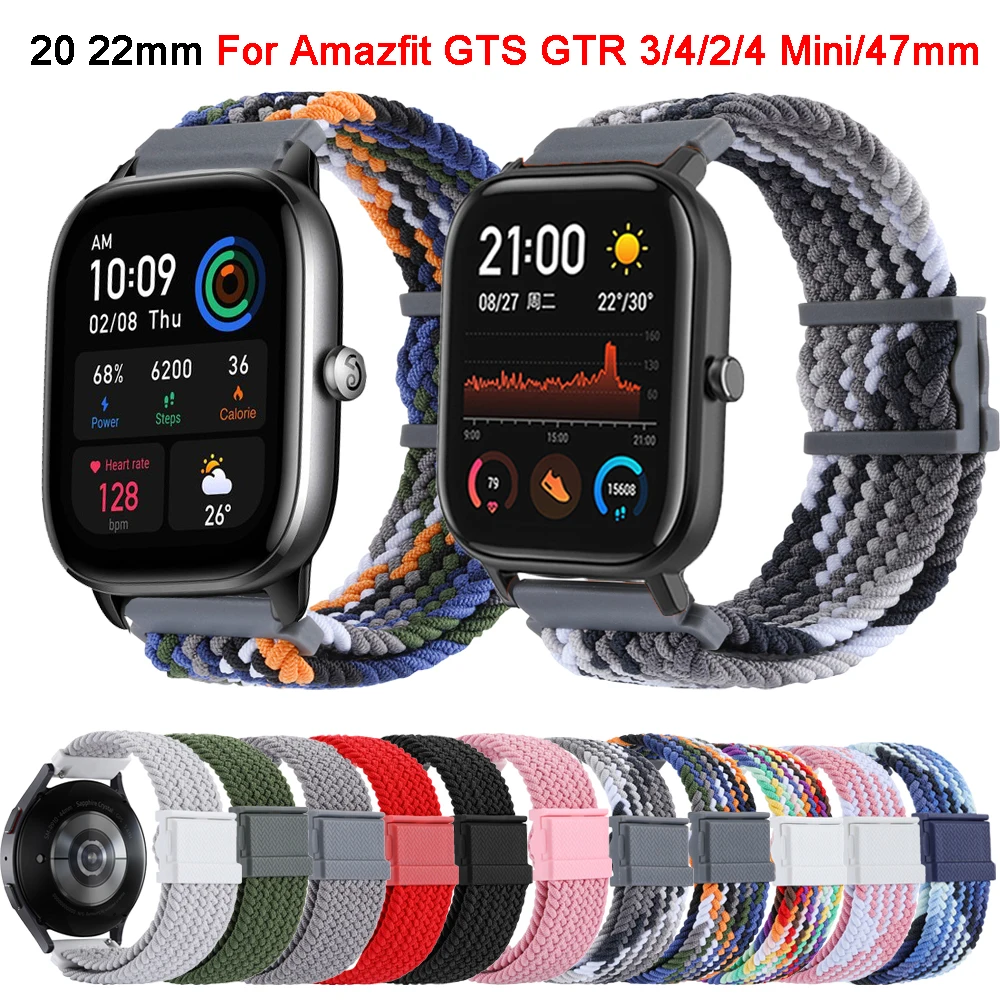 20 22mm Nylon Wristband For Amazfit GTS 2 3 4 4Mini /GTR 2 3 Pro 4/47mm Smart Watch Strap Magnetic buckle Braided Bracelet