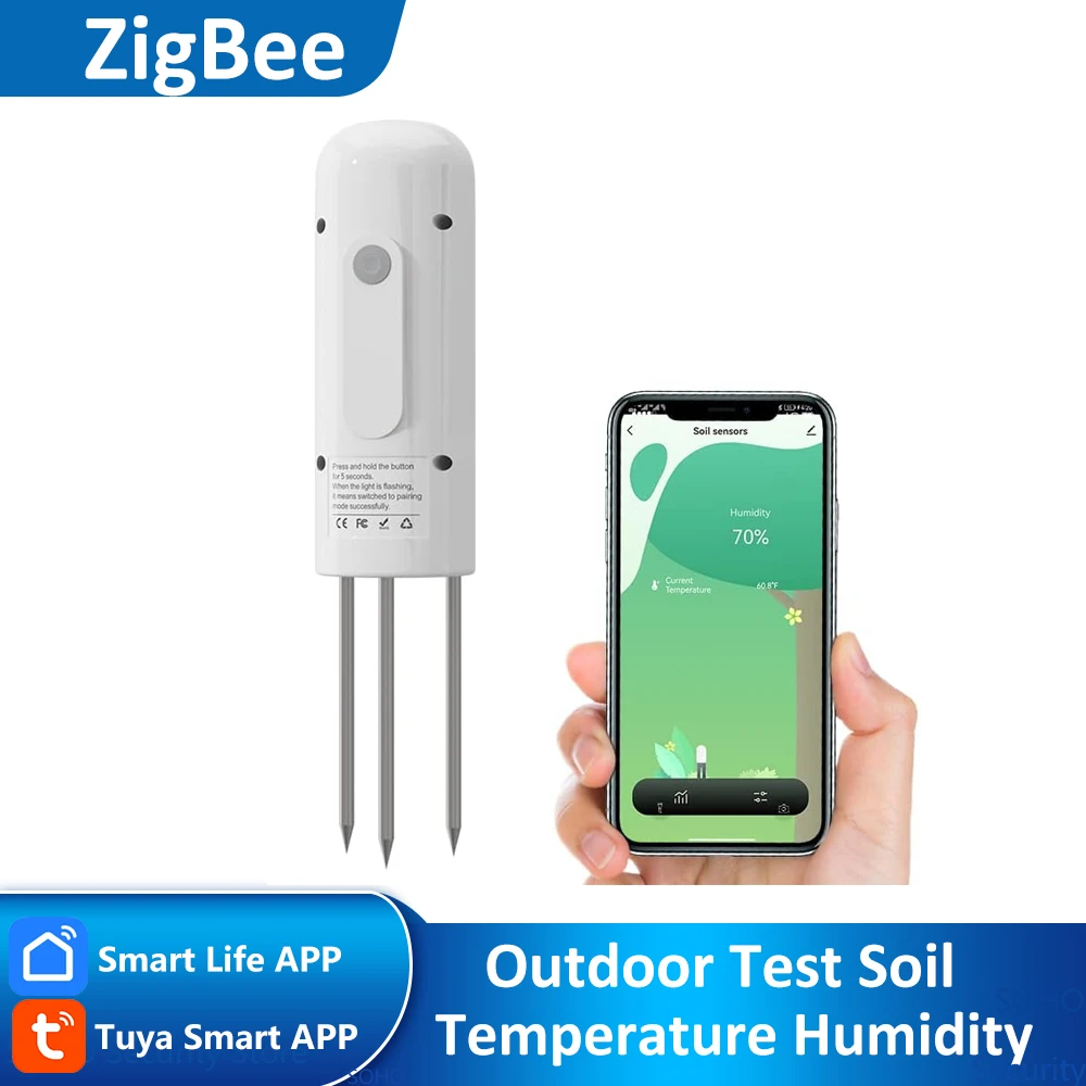 

Tuya Smart Zigbee Wireless Soil Moisture Meter Temperature Humidity Tester Plant Monitor IP67 Detector work with Tuya ZigBee Hub