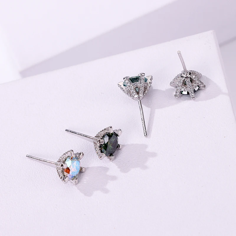 JoyceJelly S925 Silver Jewelry 1ct D Color VVS 3EX Cut Moissanite Earrings For Women Full Diamond Ear Studs Simple Daily Wearing