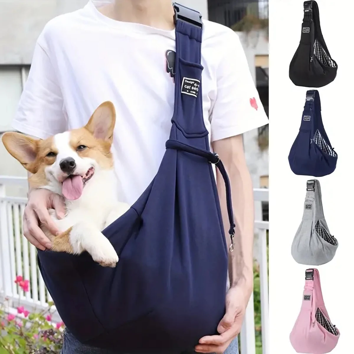 Adjustable Pet Dog Carrier Bag Outdoor Travel Puppy Single Shoulder Bags Dogs Comfort Sling Handbag Corgi Puppy Tote Pouch  Tote