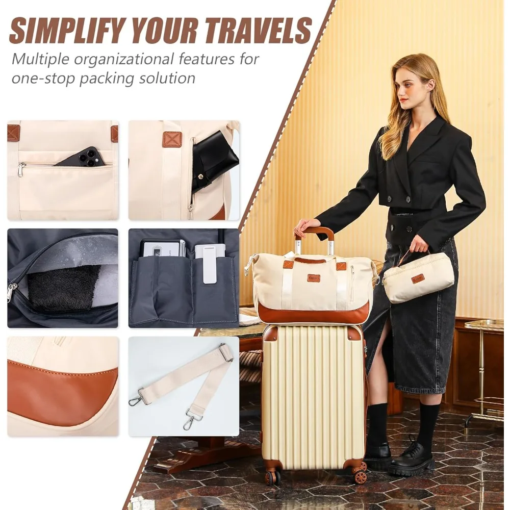 مجموعة أمتعة ABS هارد شل خفيفة الوزن مكونة من 3 قطع مع موافقة لشركة الطيران مقاس 20 بوصة وعجلات وقفل TSA وإكسسوارات سفر طويلة الذيل