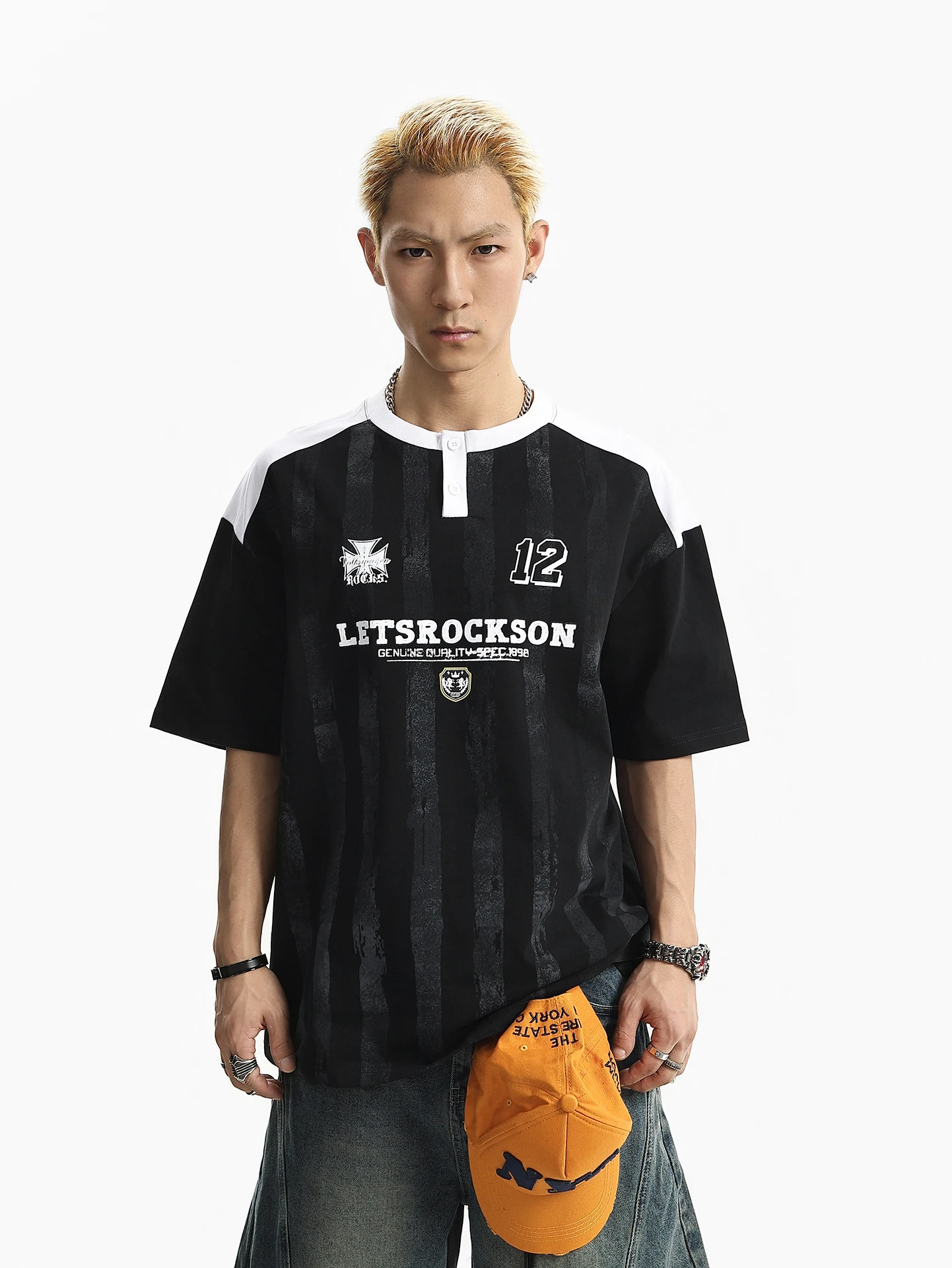 

BETEBULE American High Street round Neck Short Sleeve T-Shirt Men Summer Trendy Loose Half Sleeve Printed Clothing