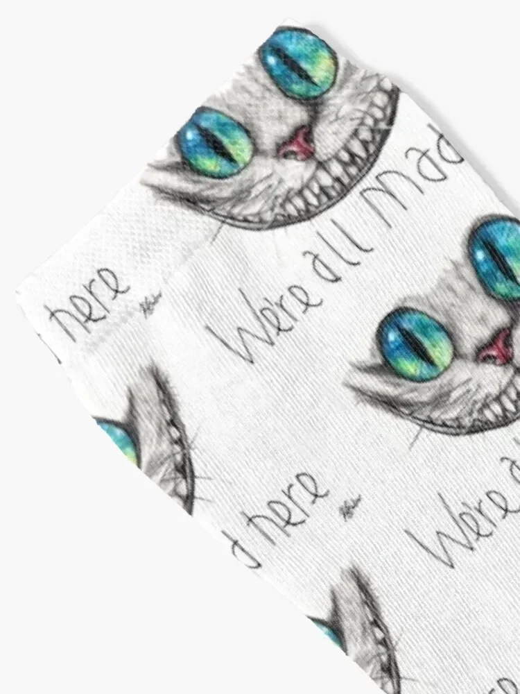 We're all mad here Socks summer cartoon happy custom sports Woman Socks Men's