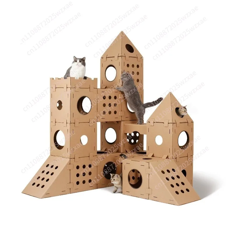 Pet cat nest, cat climbing frame, scratching board, claw mill, wear-resistant carton, cat house, large playground