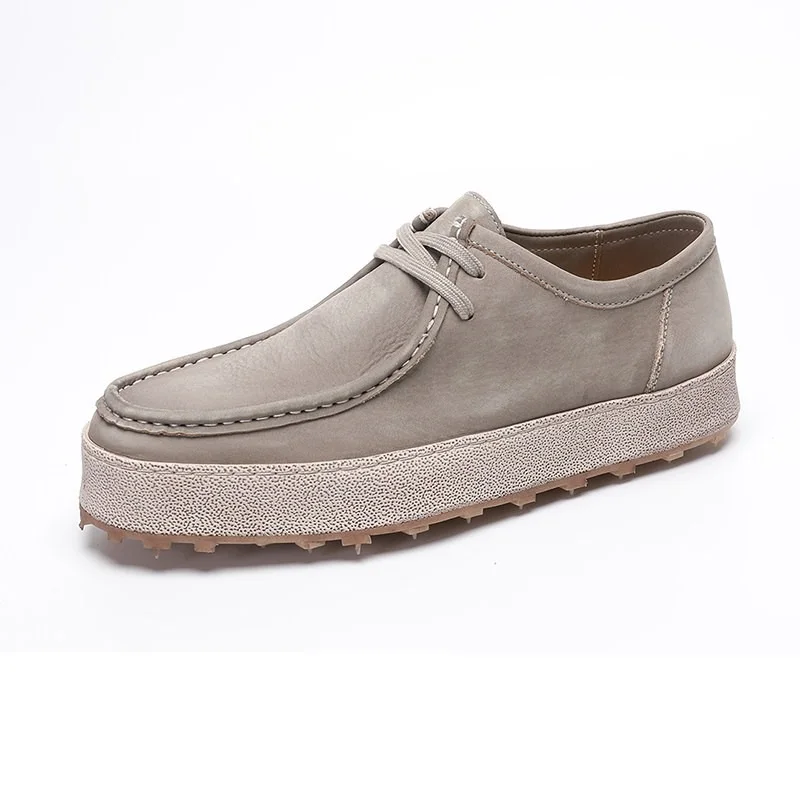 

Мужские лоферы в американском ретро-стиле из натуральной кожи, на толстой подошве, увеличивающие рост, из мытой воловьей кожи, удобные повседневные туфли для города