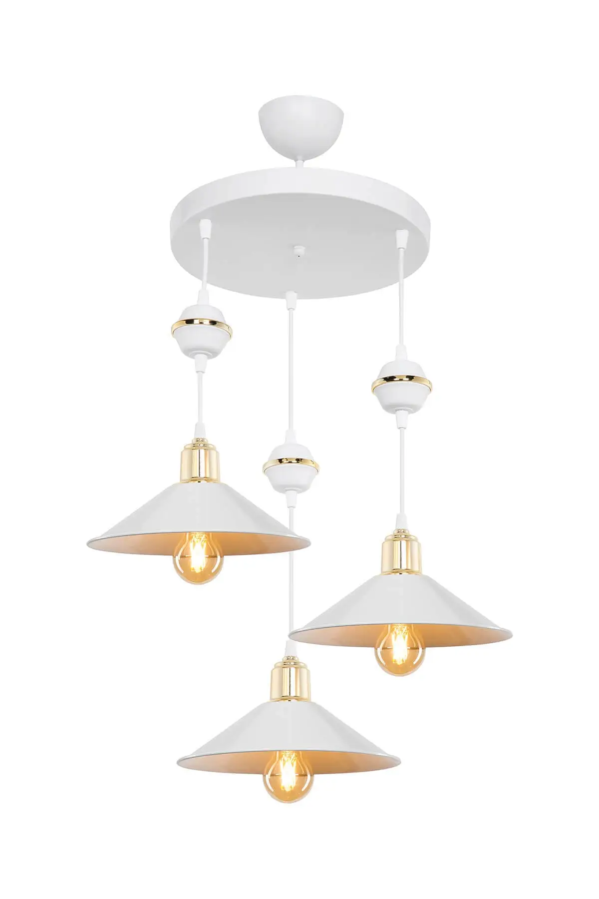 DOLBOVI Cemre Maya triple white/gold dining room living room living room kitchen chandelier