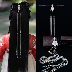 Chinese Hair Clips Long Tassels Pearl Tiaras Hairpin For Wedding Banquet Ancient Hanfu Dress Hairpin Step Shaking Crown Jewelry