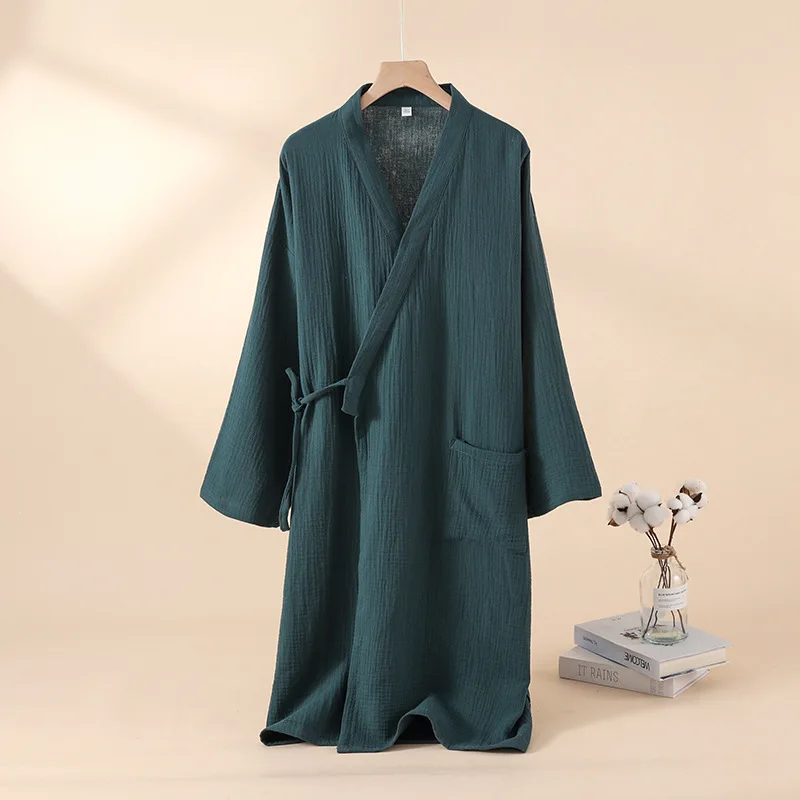 Kimono Robes for Men’s and Women’s Sleepwear Cotton Yarn Bathrobe Tied Cardigan Thin Home Clothes Couple’s Robes 2 Kimono Robes for Men's and Women's Sleepwear Cotton Yarn Bathrobe Tied Cardigan Thin Home Clothes Couple's Robes 2