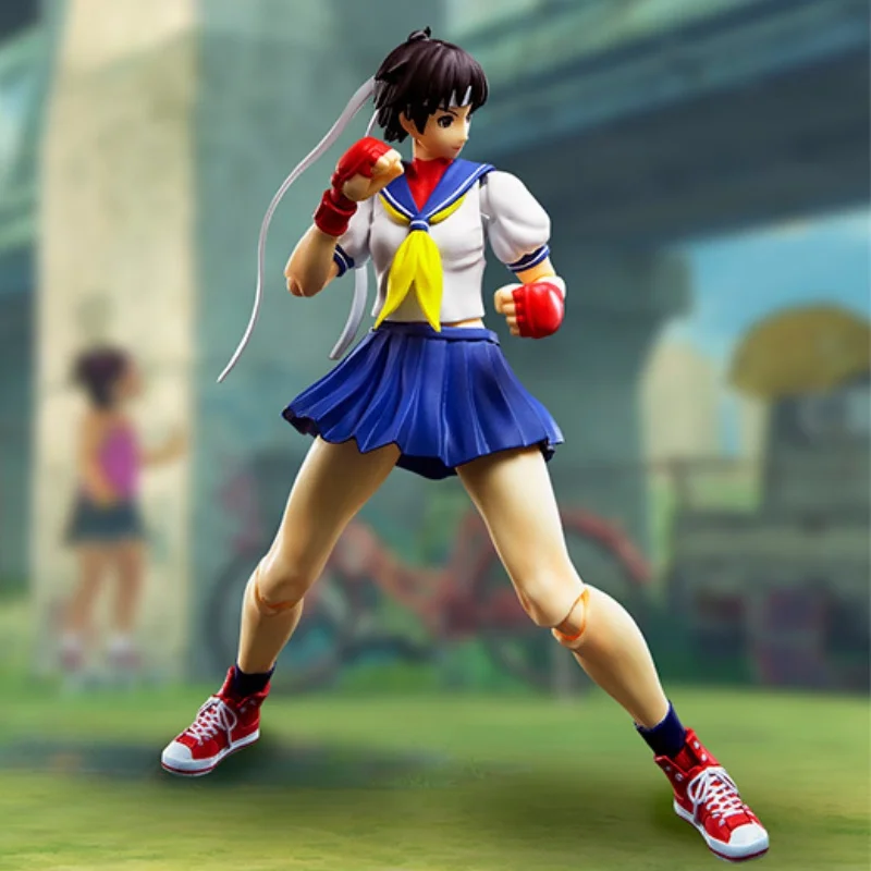 Bandai Original SHF Street Fighter série No.08 Sakura Kasugano Anime poupée d'action jouet fait à la main modèle bijoux cadeaux pour enfants