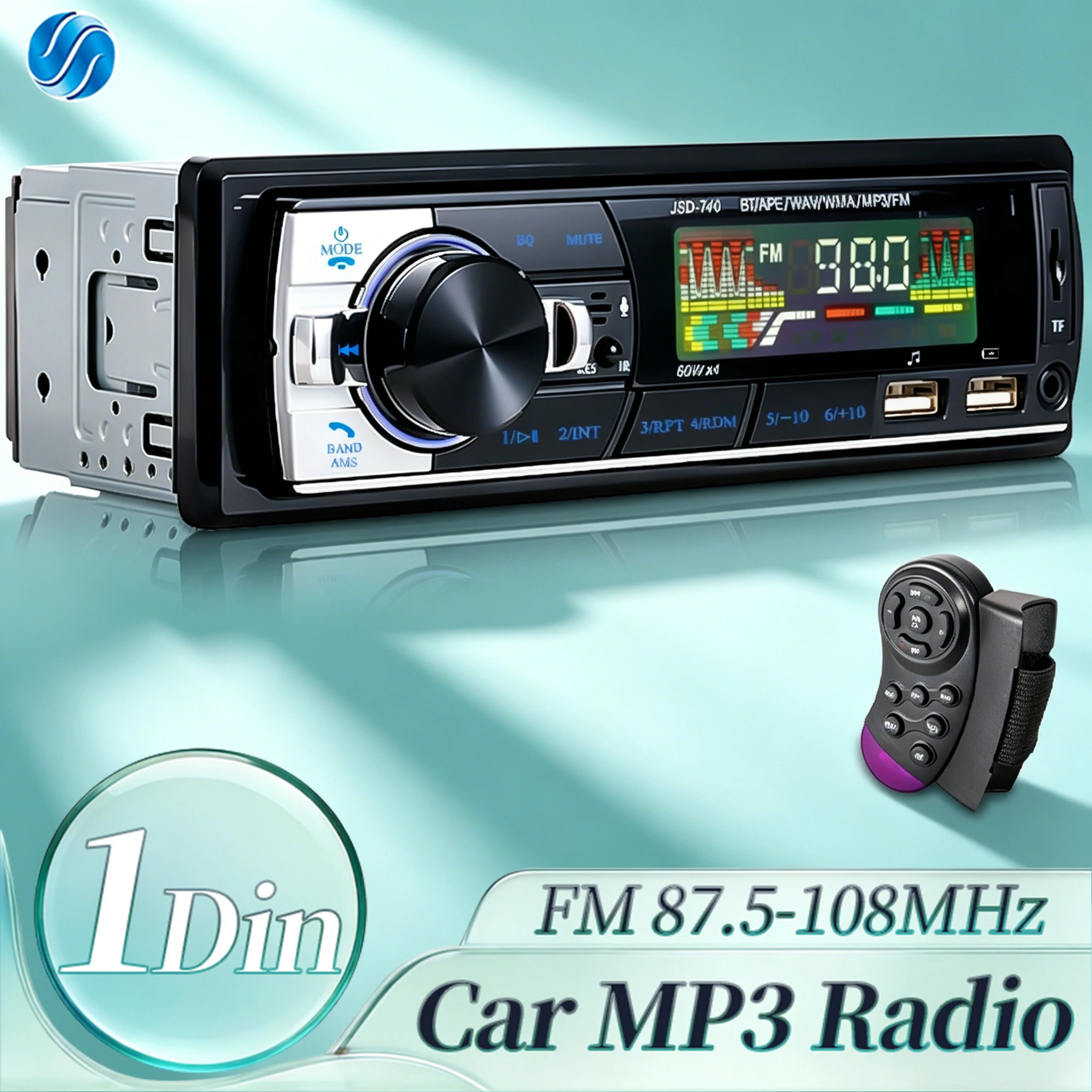 Hippcron Autoradio 1Din Stereo Multimedia MP3 Universal Player Digital Bluetooth FM Audio Musik USB mit integrierter Telefonladefunktion