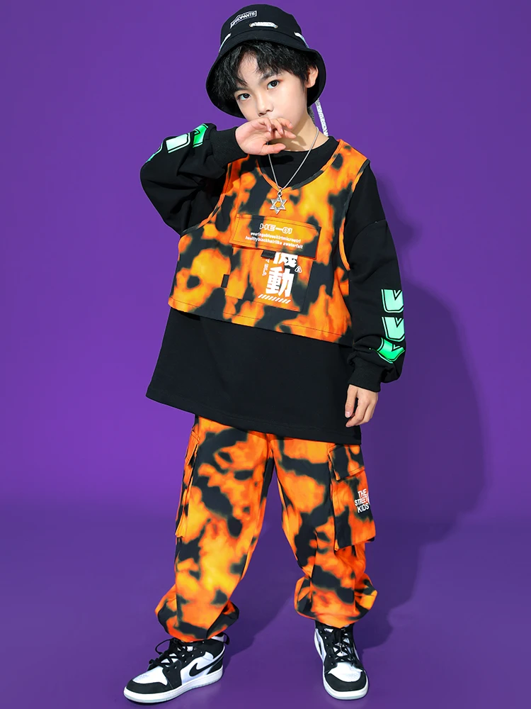 Children'S Hip-Hop Dance Costumes For  Boys Camouflage Vest Hiphop Pants Suit Streetwear Girls Jazz Dance Rave Clothes DN11423