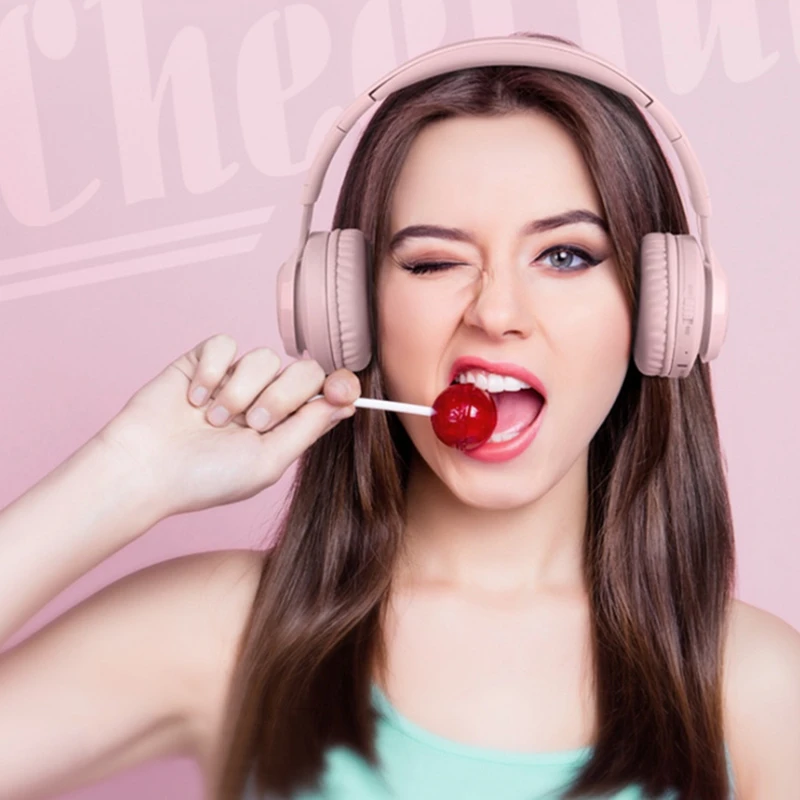 Headphone wanita e-sport permainan nirkabel Bluetooth Headset aktif Noise Cancelling headphone olahraga