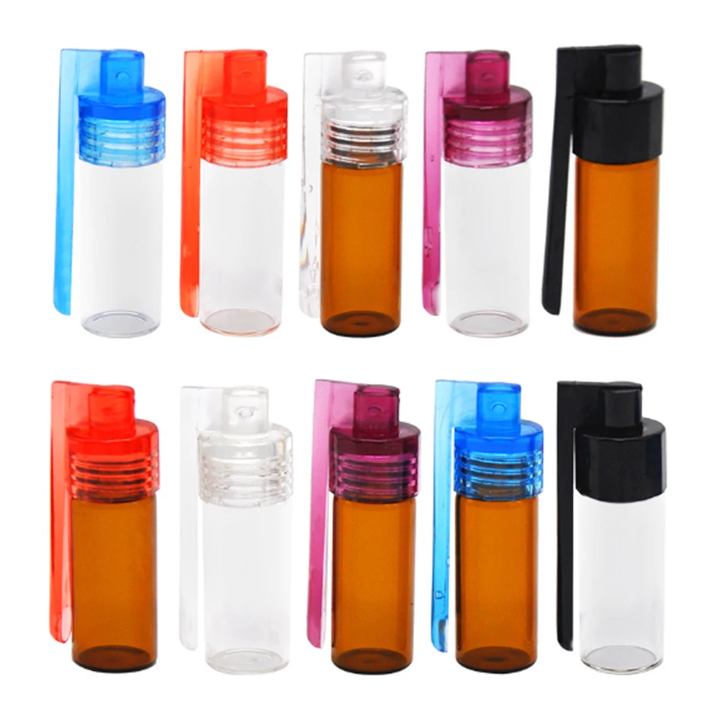 1/2/4/10 قطعة صندوق تخزين زجاجي غطاء بلاستيكي التوابل زجاجة السفر التدخين اكسسوارات حفلة رصاصة موزع مع ملعقة