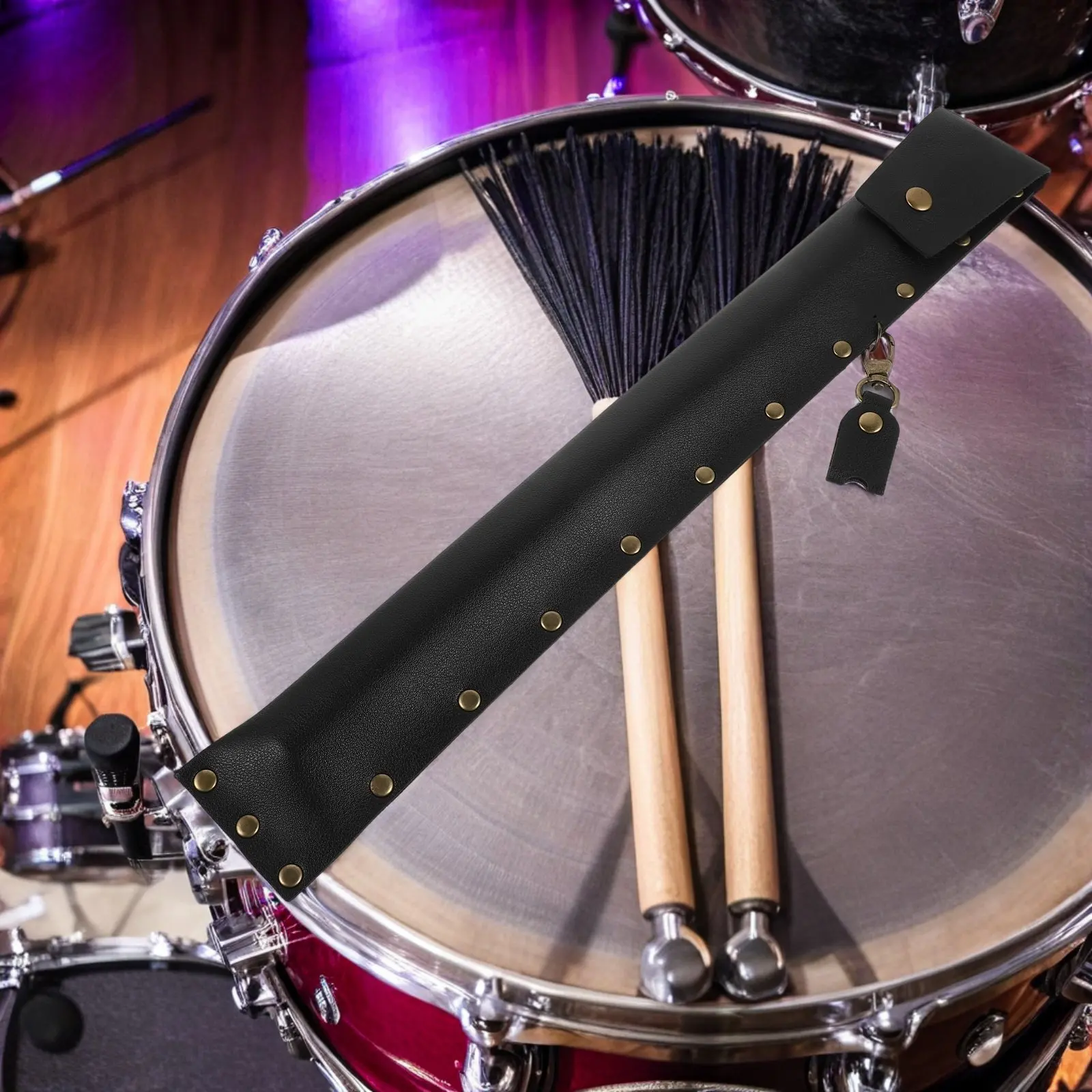 PU Drumstick Storage Case Stud Design Portable Drumstick Bag Holder for Percussionists Drum Accessory Organizer