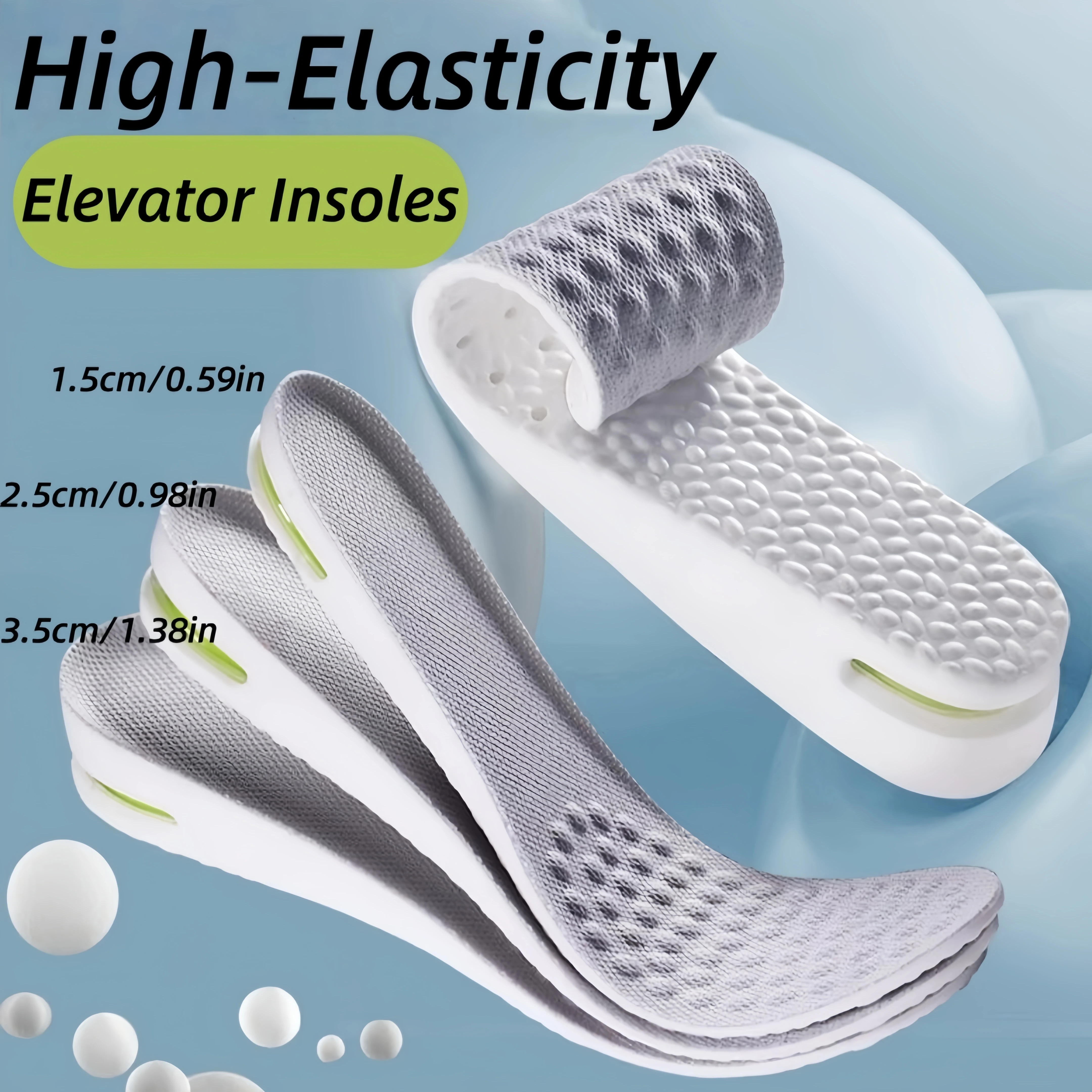 Height Increase Insole for Feet Comfort Plantar Fasciitis Shoes Insoles Men Women Sports Air Shock Absorbing Shoe Pads 1Pair