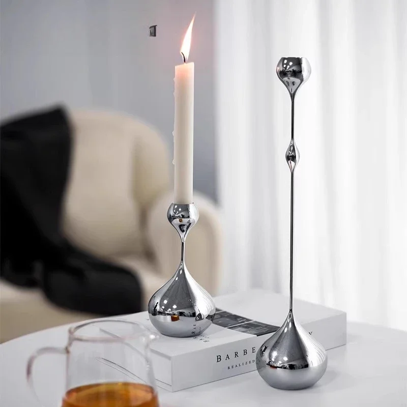 Легкая роскошная нержавеющая сталь, подсвечник с каплями воды, высококачественный орнамент для дома, подарки для украшения стола